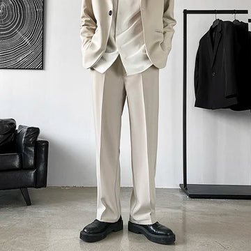 Riolio Pants Men Trousers Casual Autumn New Arrival Front-slit Fashion Straight High Street Office Clothes Simple Business Harajuku
